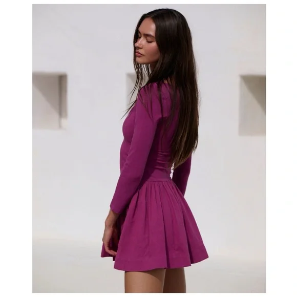 💫 FREE PEOPLE Onda Drop-Waist Long Sleeve Mini Flattering Fit M Dress NWTS - Picture 4 of 8